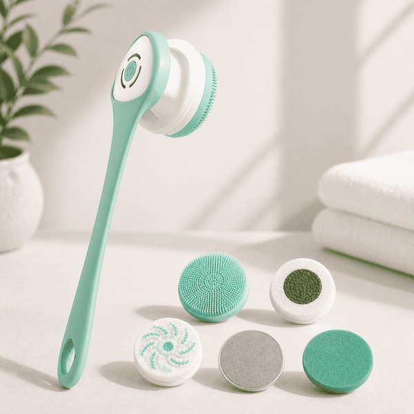Veluna Wave™ - Brosse de douche rotative 360° avec 5 embouts interchangeables